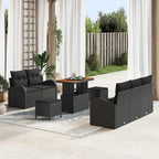 Garten-Sofa-Set mit Kissen mit Speicher 8 pcs Schwarz