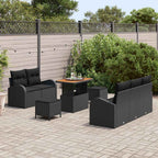 Garten-Sofa-Set mit Kissen mit Speicher 8 pcs Schwarz