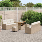Garten-Sofa-Set mit Kissen mit Speicher 9 pcs Beige und Creme