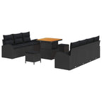 Garten-Sofa-Set mit Kissen mit Speicher 10 pcs Schwarz