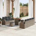 Garten-Sofa-Set mit Kissen mit Speicher mit Kissen 10 pcs Grau
