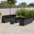 Garten-Sofa-Set mit Kissen mit Speicher 11 pcs Schwarz