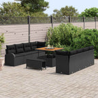 Garten-Sofa-Set mit Kissen mit Speicher 11 pcs Schwarz