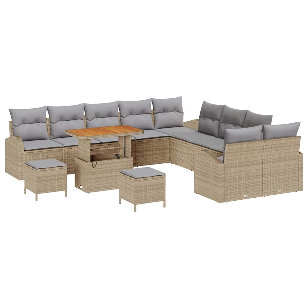 Garten-Sofa-Set mit Kissen 13 pcs Beige und Hellgrau