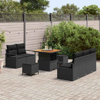 Garten-Sofa-Set mit Kissen mit Speicher 8 pcs Schwarz