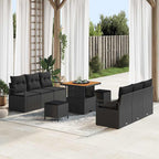 Garten-Sofa-Set mit Speicher 9 pcs Schwarz Poly Rattan