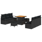 Garten-Sofa-Set mit Speicher 9 pcs Schwarz Poly Rattan