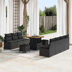Garten-Sofa-Set mit Kissen mit Speicher 10 pcs Schwarz