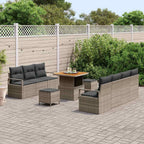 Garten-Sofa-Set mit Kissen mit Speicher 10 pcs Grau