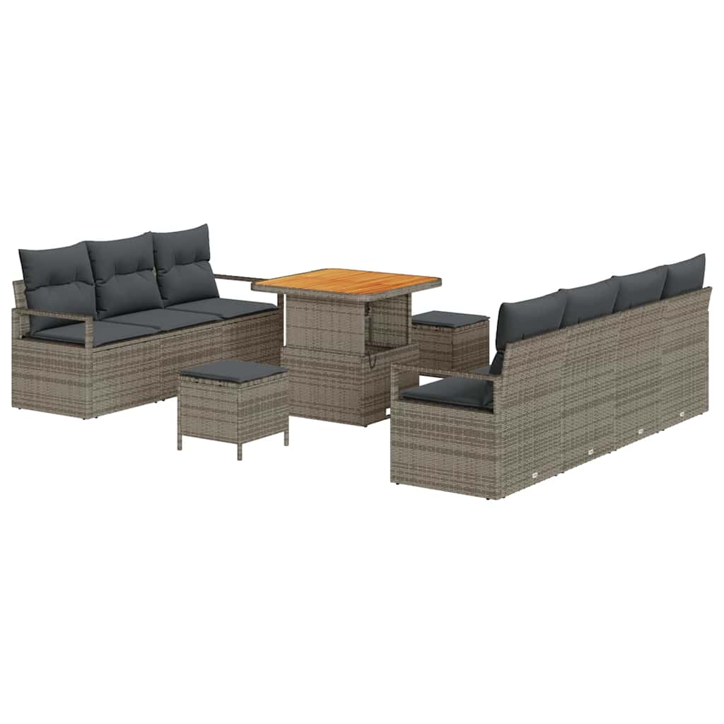 Garten-Sofa-Set mit Kissen mit Speicher 10 pcs Grau
