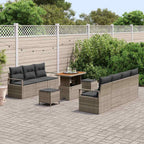 Garten-Sofa-Set mit Kissen mit Speicher 10 pcs Grau