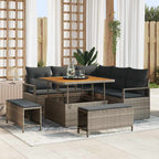 Garten-Sofa-Set mit Kissen mit Speicher 8 pcs Grau