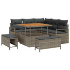 Garten-Sofa-Set mit Kissen mit Speicher 8 pcs Grau
