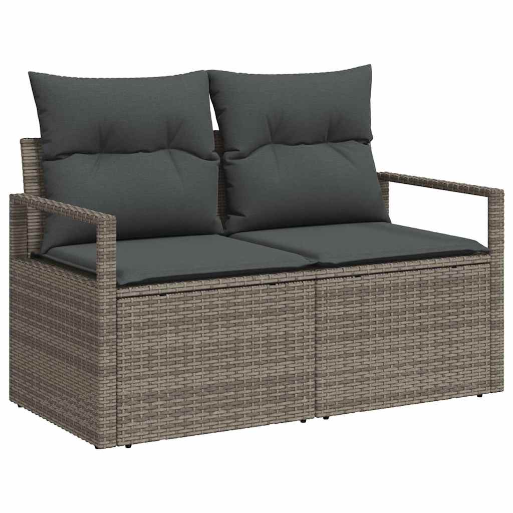 Garten-Sofa-Set mit Kissen mit Speicher 8 pcs Grau