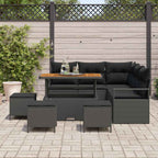 Garten-Sofa-Set mit Kissen mit Speicher 9 pcs Schwarz