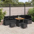 Garten-Sofa-Set mit Kissen mit Speicher 9 pcs Schwarz