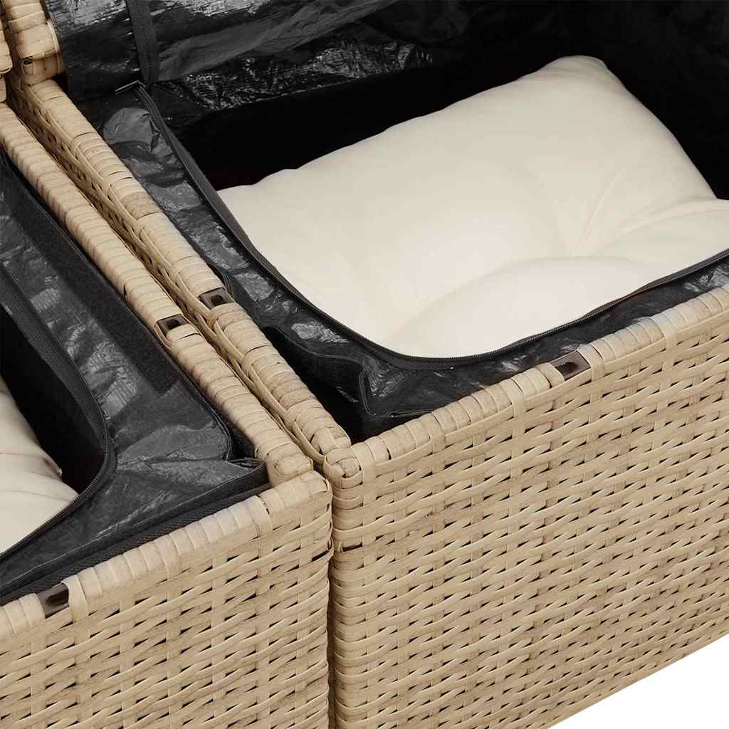 Garten-Sofa-Set mit Kissen mit Speicher 9 pcs Beige und Creme