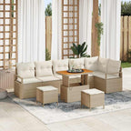 Garten-Sofa-Set mit Kissen mit Speicher 9 pcs Beige und Creme