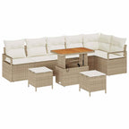 Garten-Sofa-Set mit Kissen mit Speicher 9 pcs Beige und Creme