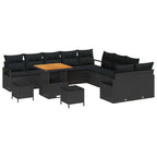 Garten-Sofa-Set mit Kissen mit Speicher 13 pcs Schwarz
