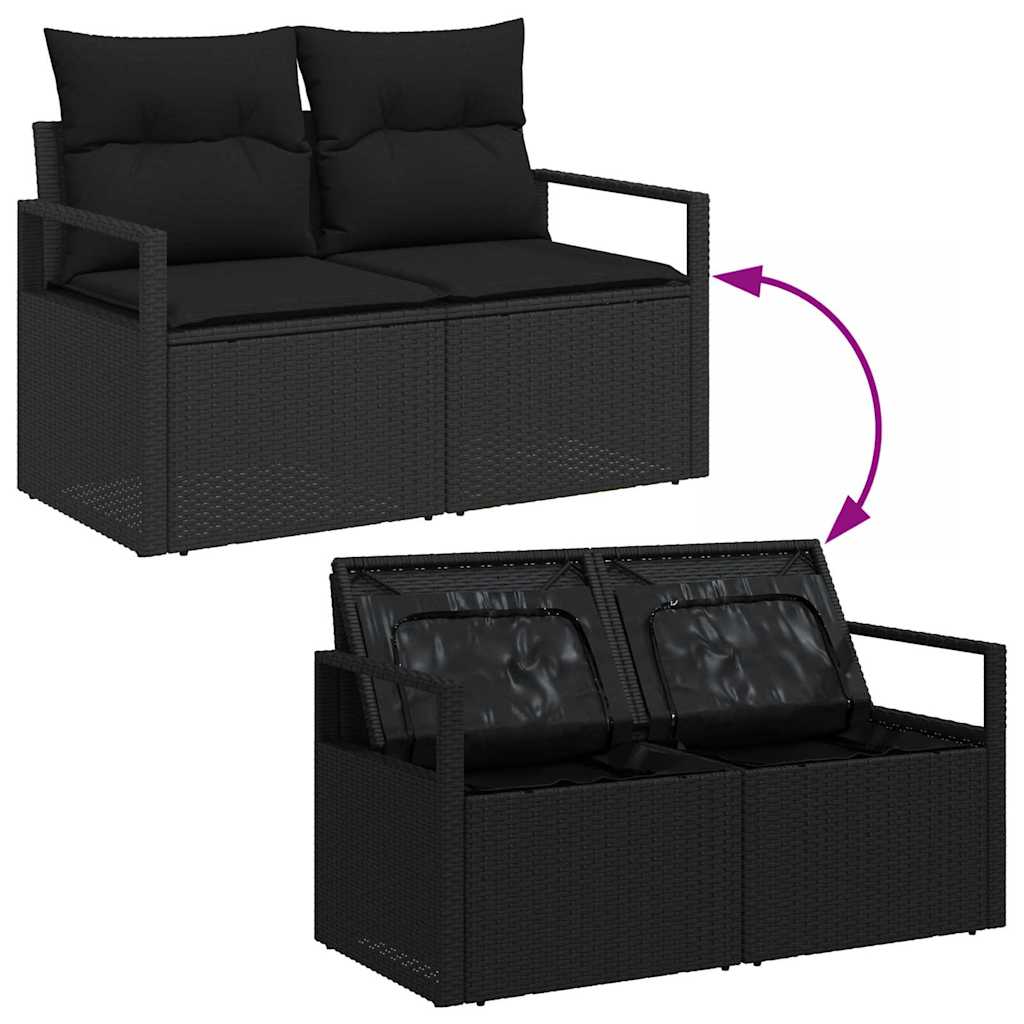 Garten-Sofa-Set mit Kissen mit Speicher 13 pcs Schwarz