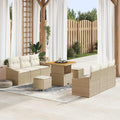 Garten-Sofa-Set mit Kissen mit Speicher 9 pcs Beige und Creme