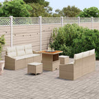 Garten-Sofa-Set mit Kissen mit Speicher 9 pcs Beige und Creme