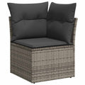 Gartensofa-set mit Kissen mit Speicher 9 pcs Grau Poly Rattan