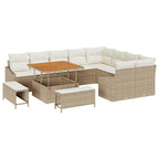 Gartensofa-set mit Kissen mit Speicher 12 pcs Beige Poly Rattan