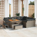 Gartensofa-set mit Kissen mit Speicher 12 pcs Grau Poly Rattan