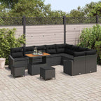 Gartensofa-set mit Kissen 12 pcs Schwarz Poly Rattan