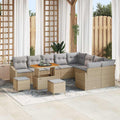 Gartensofa-set mit Kissen mit Speicher 12 pcs Beige Poly Rattan