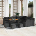 Gartensofa-set mit Kissen 13 pcs Schwarz Poly Rattan
