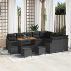 Gartensofa-set mit Kissen 13 pcs Schwarz Poly Rattan