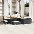 Gartensofa-set mit Kissen 13 pcs Schwarz Poly Rattan