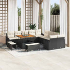 Gartensofa-set mit Kissen 13 pcs Schwarz Poly Rattan