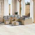 Gartensofa-set mit Kissen mit Speicher 13 pcs Beige Poly Rattan