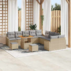 Gartensofa-set mit Kissen mit Speicher 13 pcs Beige Poly Rattan