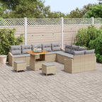 Gartensofa-set mit Kissen mit Speicher 13 pcs Beige Poly Rattan