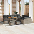 Gartensofa-set mit Kissen mit Speicher 13 pcs Grau Poly Rattan