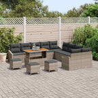 Gartensofa-set mit Kissen mit Speicher 13 pcs Grau Poly Rattan