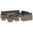 Gartensofa-set mit Kissen mit Speicher 13 pcs Grau Poly Rattan
