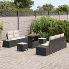 Gartensofa-set mit Kissen 8 pcs Schwarz Poly Rattan