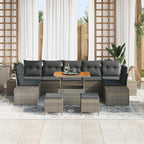 Gartensofa-set mit Kissen mit Speicher 10 pcs Grau Poly Rattan