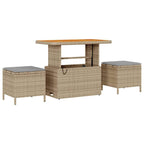 Gartensofa-set mit Kissen mit Speicher 9 pcs Beige Poly Rattan