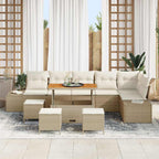 Gartensofa-set mit Kissen mit Speicher 10 pcs Beige Poly Rattan