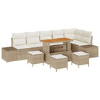 Gartensofa-set mit Kissen mit Speicher 10 pcs Beige Poly Rattan