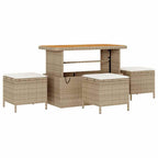 Gartensofa-set mit Kissen mit Speicher 10 pcs Beige Poly Rattan