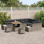 Gartensofa-set mit Kissen mit Speicher 12 pcs Grau Poly Rattan