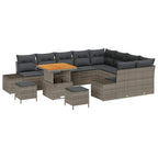 Gartensofa-set mit Kissen mit Speicher 12 pcs Grau Poly Rattan
